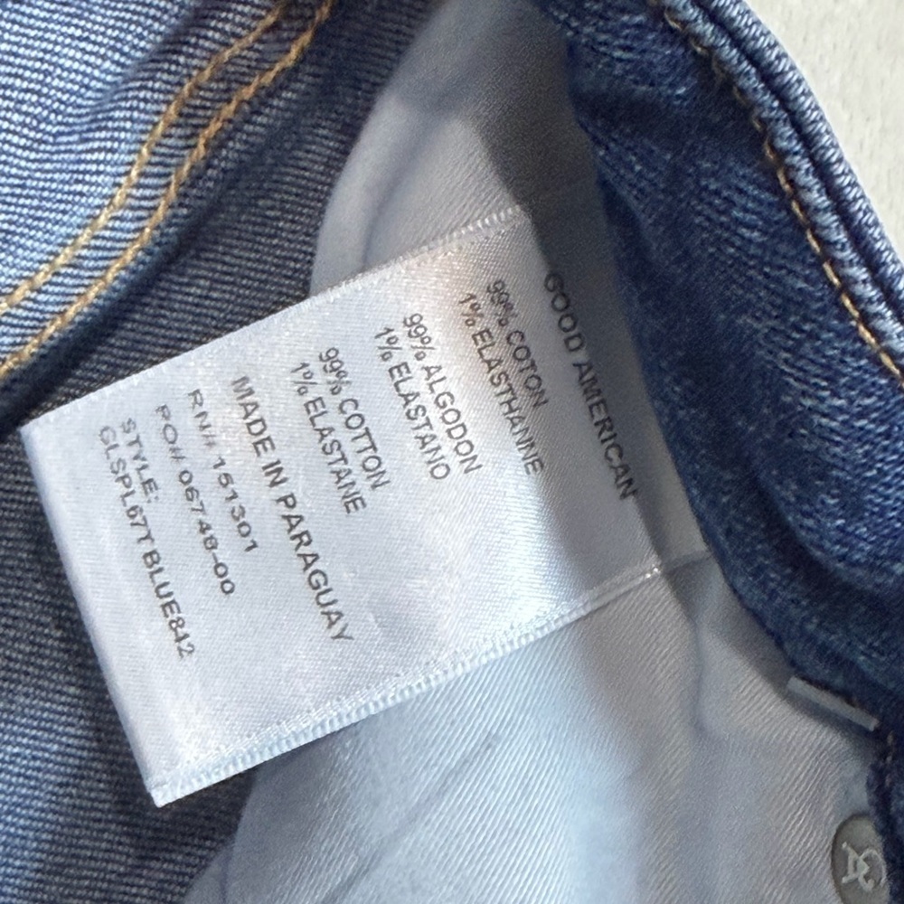 Good American Size 2 / 26 Distressed Hem Slim Dark Blue Ankle Jeans - Picture 5 of 10